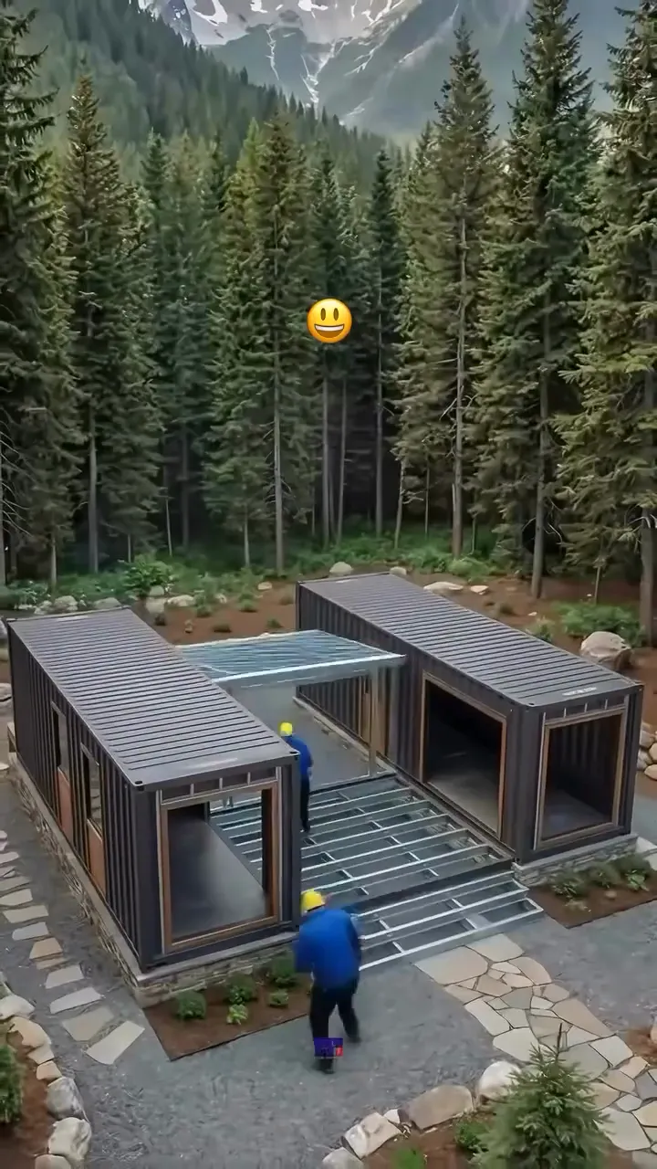 Chalet modulaire Le Névé, silhouette en A au cœur d’une forêt de sapins